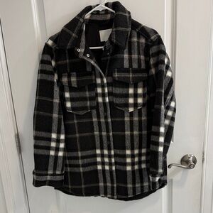 H&M Black and White Plaid Utility Jacket